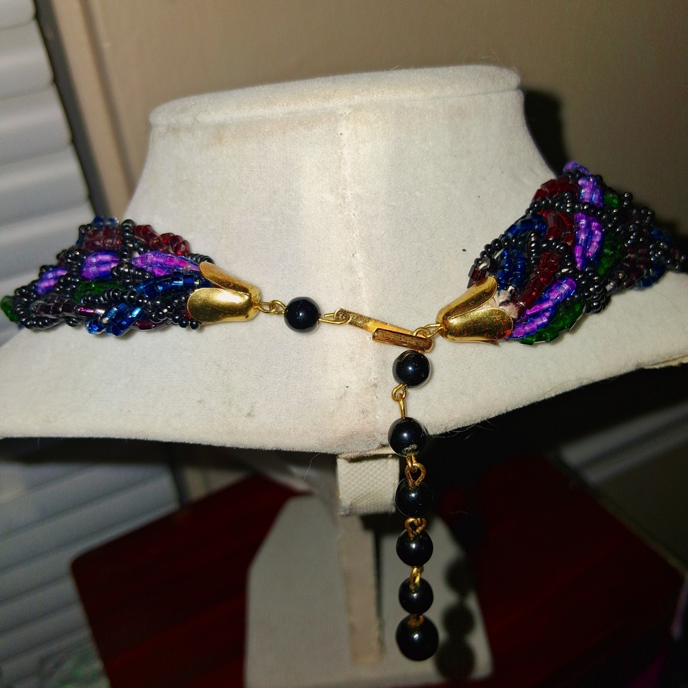 Multicolor Beaded Statement Necklace - image 3